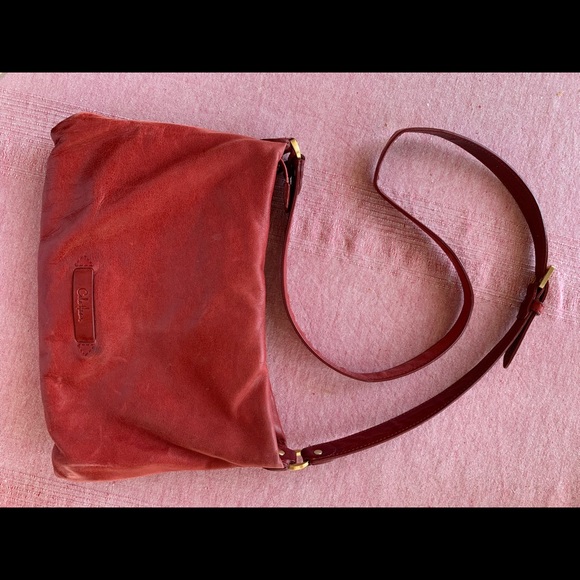 Cole Haan Red, crossbody bag with gold zippers - Picture 2 of 6